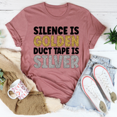 Silence Is Golden Duct Tape Is Silver Premium Fitted T Shirt